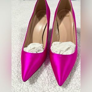 Elsie pumps in pink satin with glitter sole